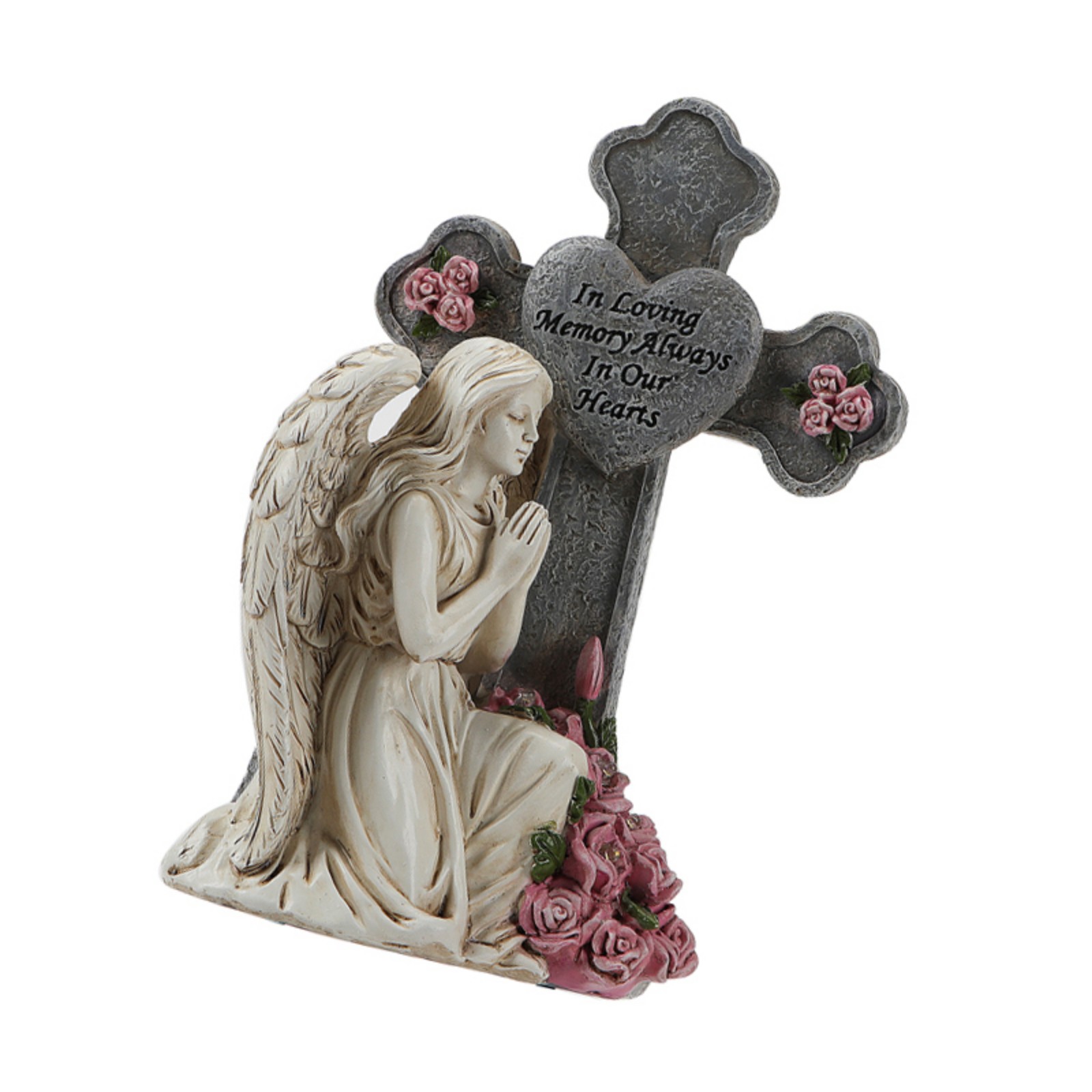 Memorial Grave Light Solar Powered Outdoor Statue for Yard, Tombstone Decor, Sympathy