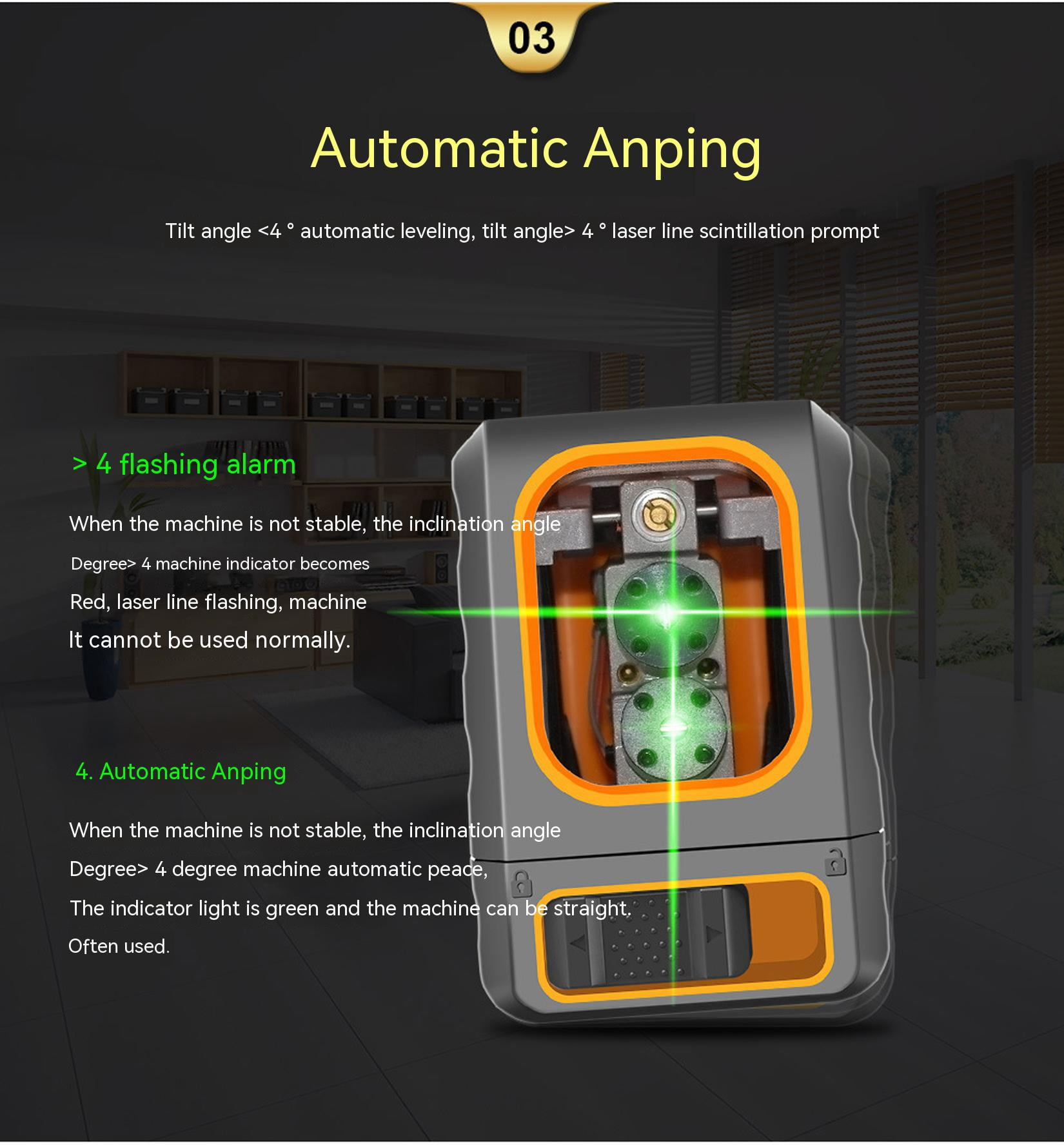 Green Laser Level 2 Line 100FT with Dual Module LD Transmitter,Automatic leveling,Japan LD Light Source,Horizontal/Vertical/Cross Line,Remote Pulse Mode,Vertical Line Across Zenith,Cross Line Laser
