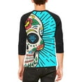 thumbnail image 2 of Sugar Skull Mens Raglan T Shirt White-Black X-LG, 2 of 2