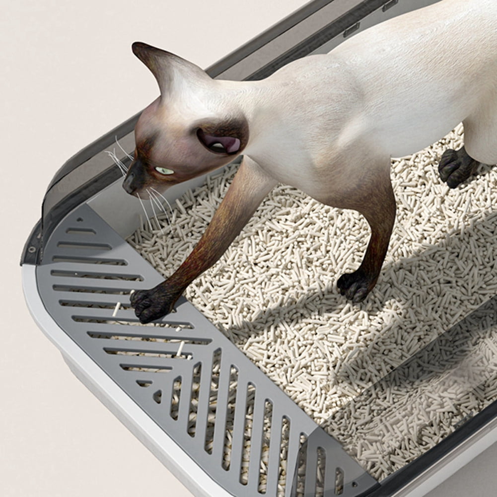 Semi-Enclosed Large Litter Box for Cats,Top Entry,High Sided, Non-Sticky,Anti-Urine Leakage,Easy to Clean Essential for Pet Home