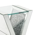 thumbnail image 3 of Noe 24 Inch Mirrored End Table V Pedestal Base Faux Diamond Silver - Saltoro Sherpi, 3 of 5