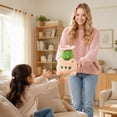 thumbnail image 3 of Fine Motor Skills Toys Cute Kitten Plush Toys Kawaii Stuffed Animal with 3 Leaf Plant Decor Soft Flush Cuddly Companion Plush for Toddlers Kids Playtime Naptime Home Display Pink, 3 of 5
