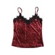 thumbnail image 1 of INSPIRE CHIC Tops Básicos De Tirantes Camisola Con Ribete De Encaje De Terciopelo Para Mujer Rojo S, 1 of 6