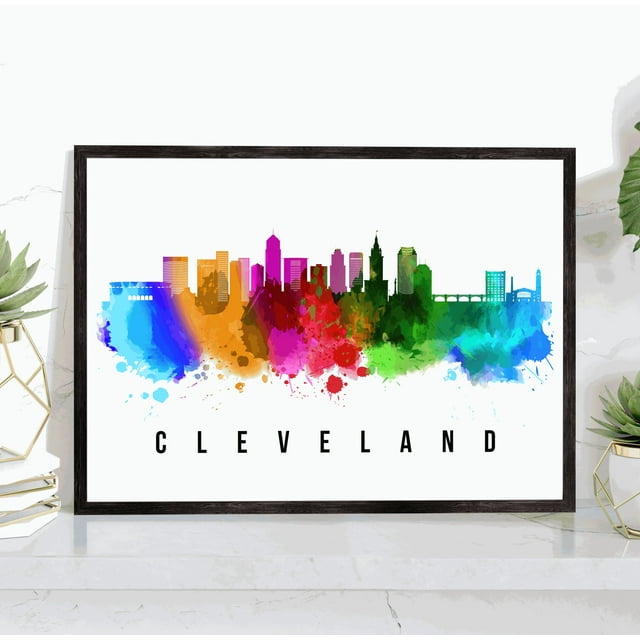 Pera Print Cleveland Skyline Ohio Poster, Cleveland Cityscape Painting