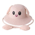 thumbnail image 4 of Sombrero de paja con orejas de moda con orejas que se mueven y saltan, gorras de pescador de protección para Rosa claro, 4 of 9