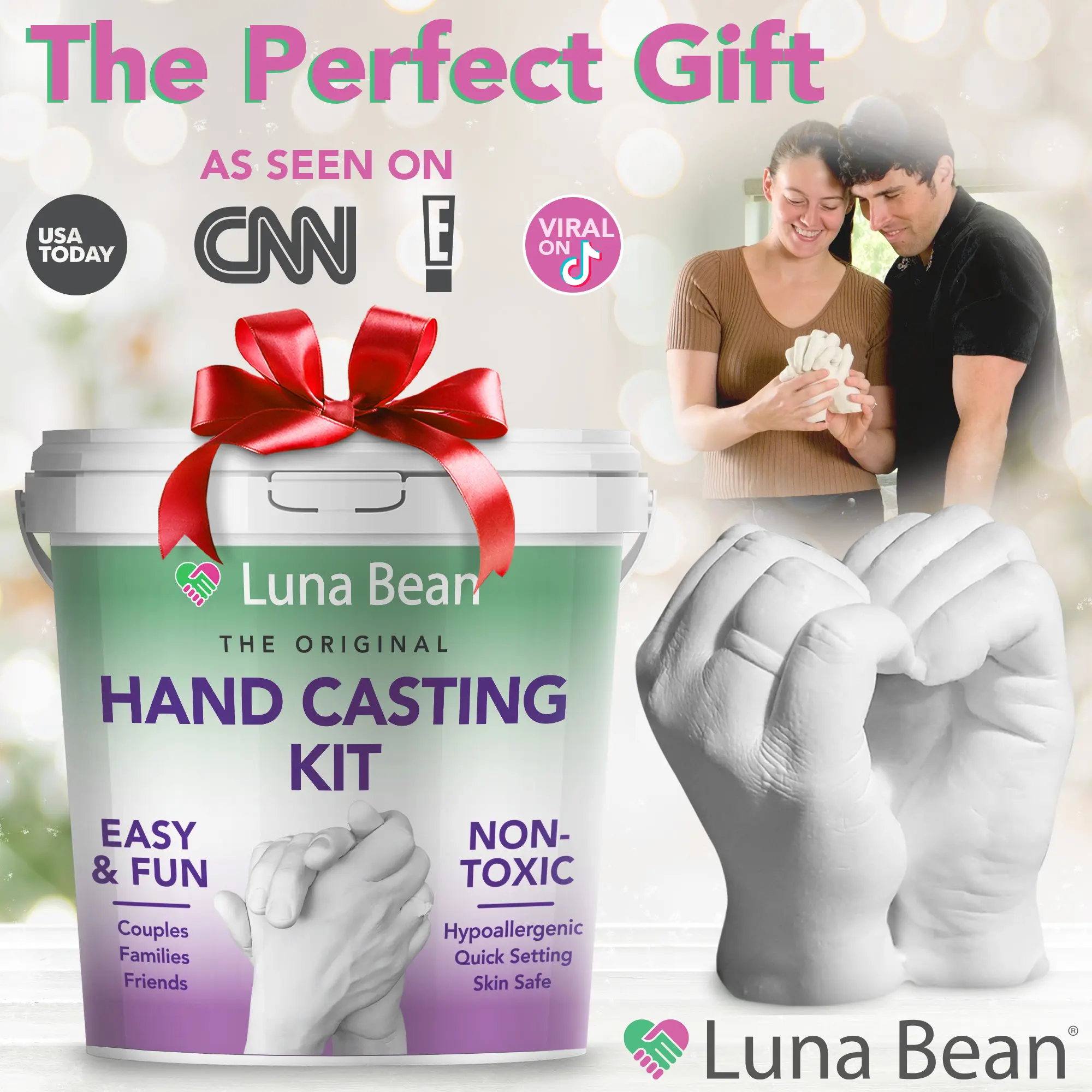 Original Hand Casting Kit – Couples Keepsake, Family Keepsake, & Anniversary Gift for Her