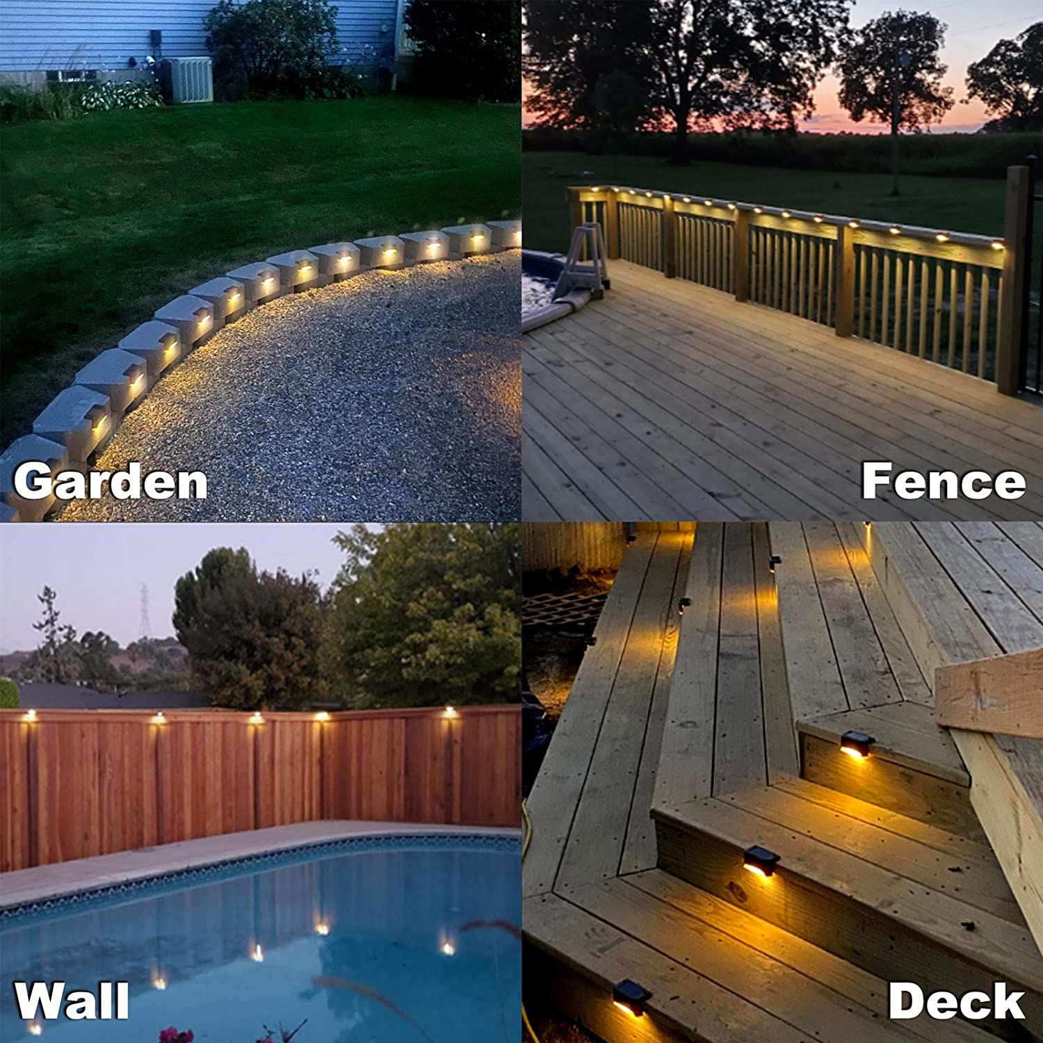 Solar Deck Lights Outdoor, 16 Pack Solar Step Lights Waterproof Led Solar  Lights for Outdoor Stairs, Step, Fence, Railing, Yard and Patio 