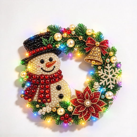 Clearance! Christmas Pearl Diamond Art Kits with LED String Lights, DIY Gem Art Hanging Ornament & Festive Wall Decor, Diamond Art Christmas Ornaments for Adults Kids