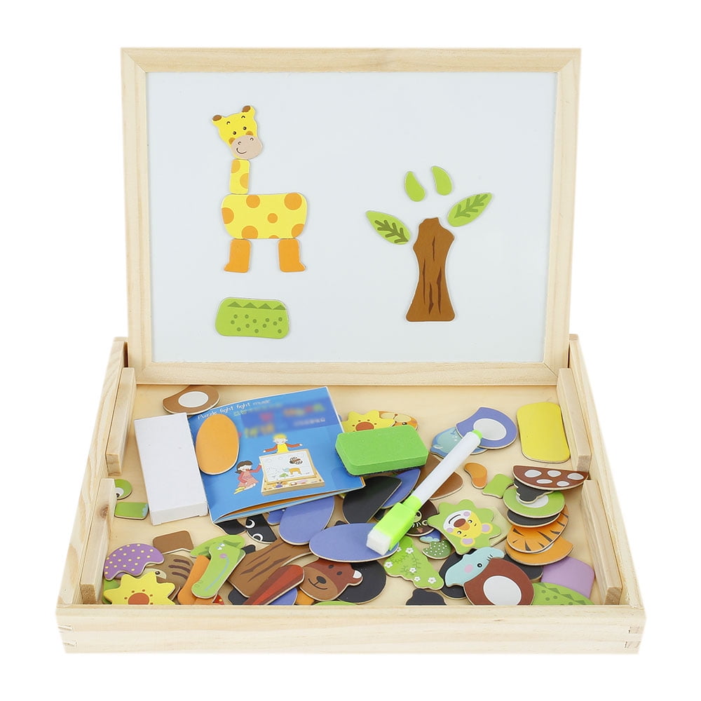 Wooden Puzzle Magnetic Jigsaw Toys Board Educational Kids Drawing Toy RU 