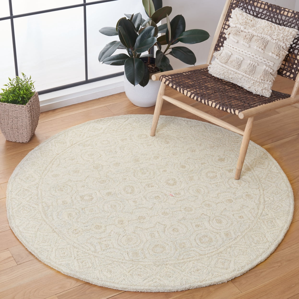 SAFAVIEH Micro-Loop Conchur Geometric Area Rug, Ivory/Light Green, 9' x 12'