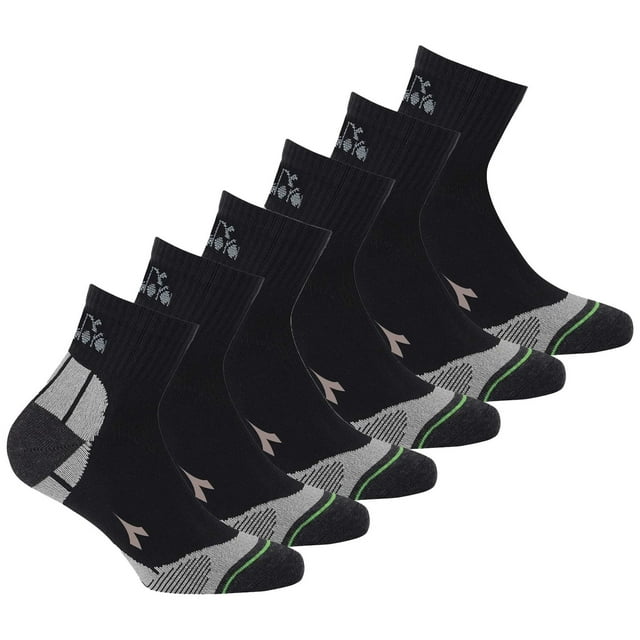 Diadora de Unisex, Paquete de 6 - Calcetines, Logo, Patrón Negro 35-38