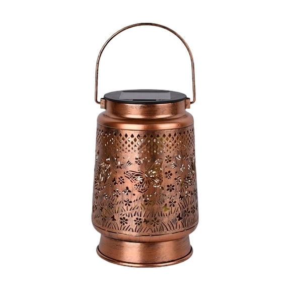 Outdoor Solar Light, Copper Cutout Decorative Lantern, Waterproof Solar Yard Decor, Patio Porch Setup