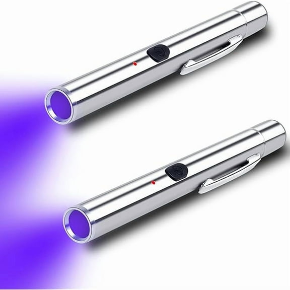 ZC 2-Pack Black Light UV Flashlight, USB Rechargeable 365nm Pen Blacklight Flashlight- Portable Ultraviolet Light for Mold, Fungus, Fluorescent and Stain Detection, Pet Urine & More