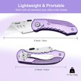 thumbnail image 2 of xianyou-Utility Knife Heavy Duty Box Cutter with 5 SK5 Quick Change Blades, Safety Axis Lock Design Razor Knife, Lightweight Aluminum Body Belt Clip for Office （Light Purple）, 2 of 4
