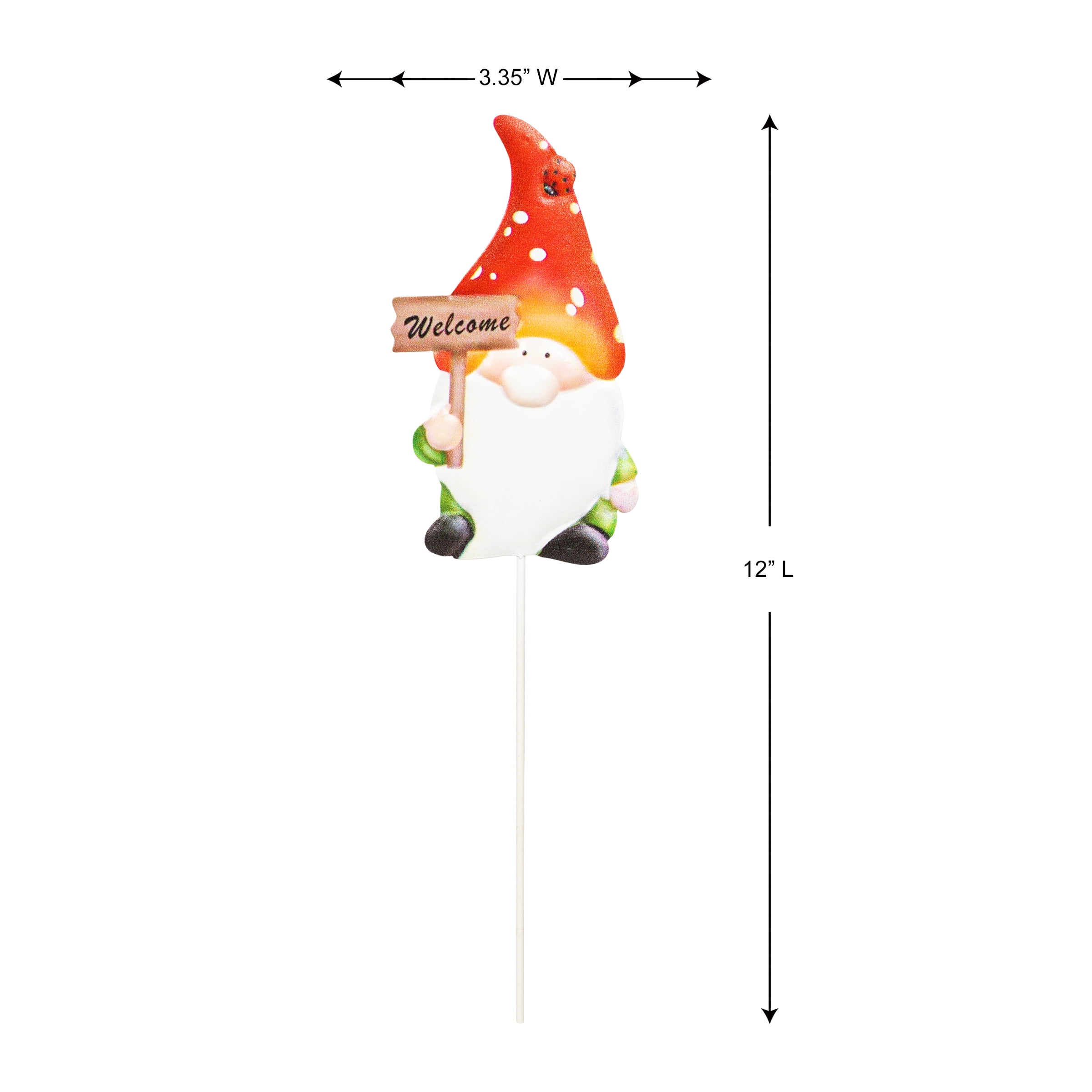 (6 pack) Mainstay 3.75" x 12" Metal Welcome Gnome Plant Stake