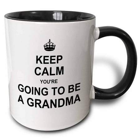 - 3dRose Keep Calm Youre going to be a Grandma - future grandmother text gift, Two Tone Black Mug, 11oz