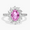 14k Black Gold Finish, variant on Oval Cut Pink Sapphire Diamond Sunflower Design Ring in 925 Sterling Silver - Pink Floral Promise Ring For Her