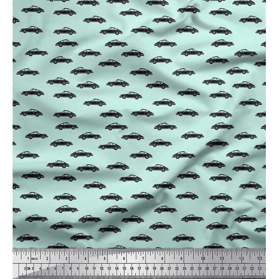 Soimoi Rayon Fabric Car Transport Print Fabric by The Yard 42 Inch Wide