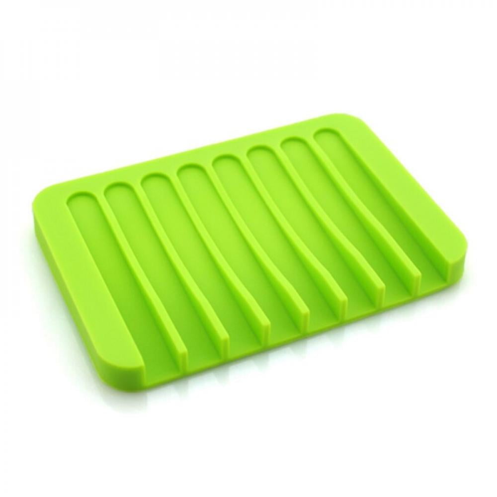 Silicone Flexible Soap Dish Plate Bathroom Soap Holder Soapbox Plate Tray Drain