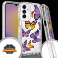 thumbnail image 3 of Xpression Cover for Apple iPhone 15 Pro (6.1") Heavy Duty Design Fashion Image Clear 3 in 1 Hybrid Shockproof Full Edge Hard PC Front Frame Bumper Phone Case - Butterfly Purple, 3 of 10