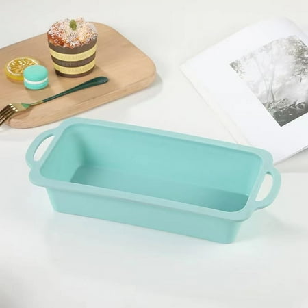 

XIAOGZAHUOP Silicone Rectangular Non-Stick Baking Mold with Easy Grip Handles Flat Bottom Oven Safe Baking Tray for Bread and Cakes - Kitchen Bakery and Cafe Tool 1 Piece