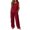 Wine, variant on HAYIMI Womens Summer Outfits Sets 2 Pieces Elegant Casual Fly Sleeve Shirts Tops And Trousers Lightweight Comfortable Everyday Warm Weather Modern Relaxed Fit Solid Color Relaxed Fit Clothing Sets