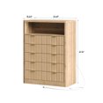 thumbnail image 4 of Fluted Dresser for Bedroom, Storage Organizer with 5 Drawers, Chest of Drawers with LED Light & Charging Station, Modern Farmhouse Nightstand for Bedroom, Living Room, Hallway, Natural Oak, 4 of 5