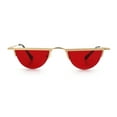 thumbnail image 5 of Funky Cropped Half Circle Flat Top Half Metal Rim Hippie Sunglasses Gold - Red, 5 of 7
