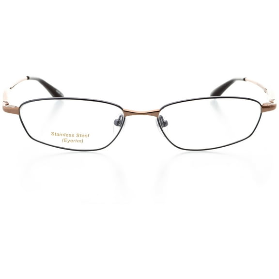 Unisex Optical Eyewear - Oval Shape, Metal Full Rim, Blue Bronze