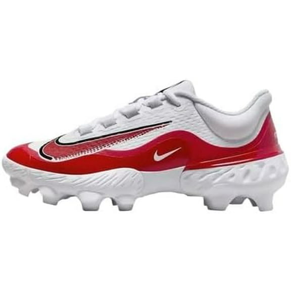 Nike Men's Alpha Team Huarache Elite 4 Low Rubber Baseball Cleats White/Red Size 13 (FD6255-102)