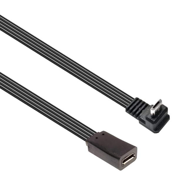 90 Degree Angled Microed USB Extension Cable Flat Silicone Charging Data Cord For Smartphones Tablets Cameras