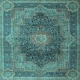 thumbnail image 1 of Ahgly Company Indoor Square Medallion Light Blue Traditional Area Rugs, 3' Square, 1 of 4