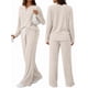 thumbnail image 3 of Conjuntos de Dos Piezas para Mujer, Suéter de Cuello Henley de Otoño, Chándal A Juego, Pijamas Cómodos con Bolsillos Albaricoque L, 3 of 7