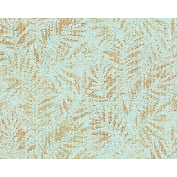 Concord Wallcoverings Modern Textured Wallpaper Floral, Vinyl Accent Wall Leafs, Fern, Gold, Green, Metallic, 21 in x 33 Ft (57 sq. ft), 391204