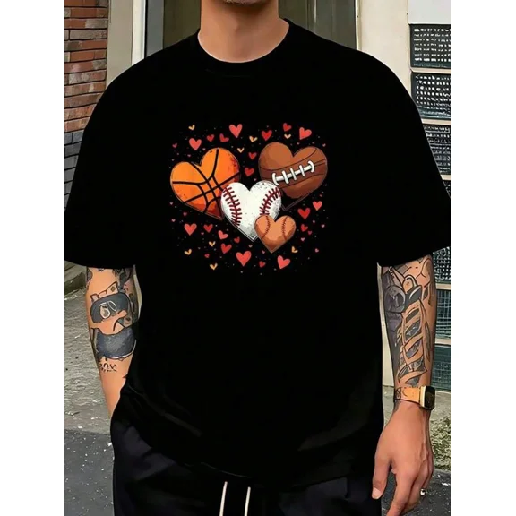 1pc Men's T-Shirt Sports Love - Valentine's Day Athletes & Fans-Shirt
