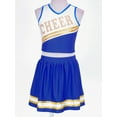 thumbnail image 3 of iEFiEL Kids Girls Patchwork Style Cheer Leading Dance Costume Uniform V Neck Crop Top with Pleated Skirt Outfit, 3 of 6