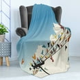 thumbnail image 4 of Colorful Soft Flannel Fleece Throw Blanket, Animal Theme Silhouettes of Colorful Birds Roosting on Telegraph Wires Pattern, Cozy Plush for Indoor and Outdoor Use, 50" x 60", Multicolor, by Ambesonne, 4 of 5