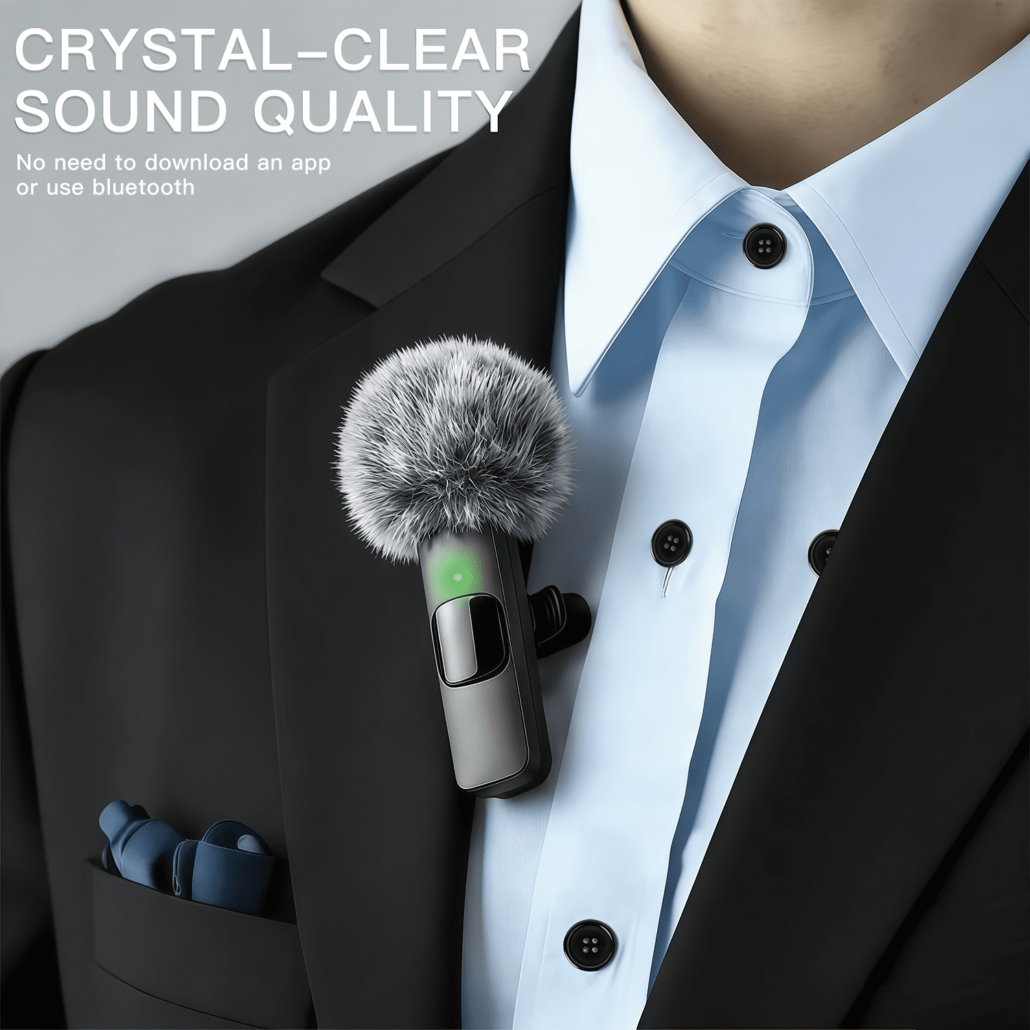 Wireless Lavalier Microphone, Noise Reduction Clip-On Lapel Mic for iPhone iPad Android, Plug & Play Mini Mic for Video Recording Interview Podcast YouTube TikTok Vlog