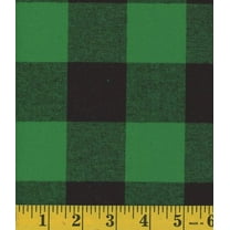 Flannel Buffalo Plaid 1.75" Buffalo Check Green Black Yarn Dyed Woven Cotton Flannel Fabric By the Yard (105842-green)