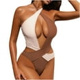 thumbnail image 2 of Nuoqisi Women's Panel Halter Cross Backless Bikini Two Piece Swimsuit - Monokini with Open Back, 2 of 9