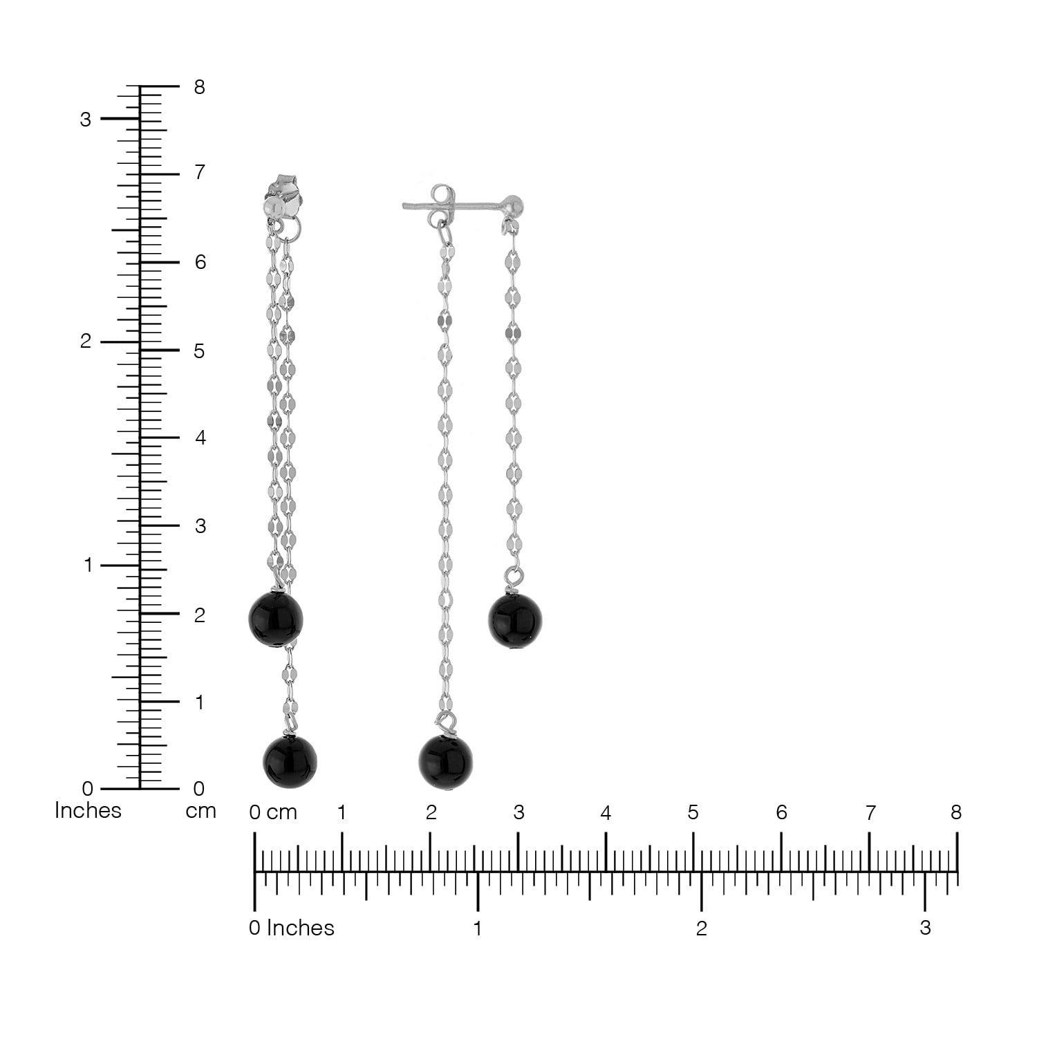Marisol & Poppy Onyx Bead Drop Earrings in Sterling Silver for Women & Teens, Post Friction Backing