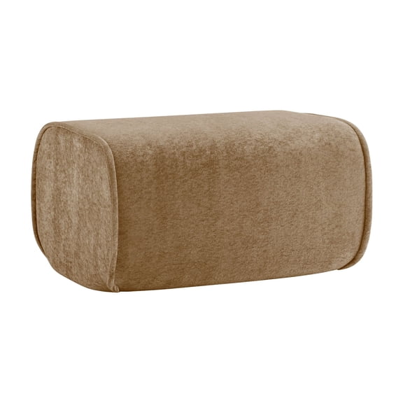 BOFANG Luxury Velvet Ottoman with French Piping, Multi-Functional Seat & Footstool,Brown