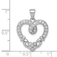 thumbnail image 3 of 925 Sterling Silver Rhodium-plated CZ Heart Claddagh Pendant; for Adults and Teens; for Women and Men, 3 of 4