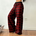 thumbnail image 5 of Women's Plaid Loungewear Pants - Drawstring High Waist Elastic Trousers, Soft Wide Leg Pants for Casual Red 5XL, 5 of 9