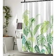 thumbnail image 2 of Tropical Shower Curtain, Leaves Jungle Shower Curtain Palm Bathroom Shower Curtain Set Heavyweight with 12 hooks, Green white 72" x 72", 2 of 6