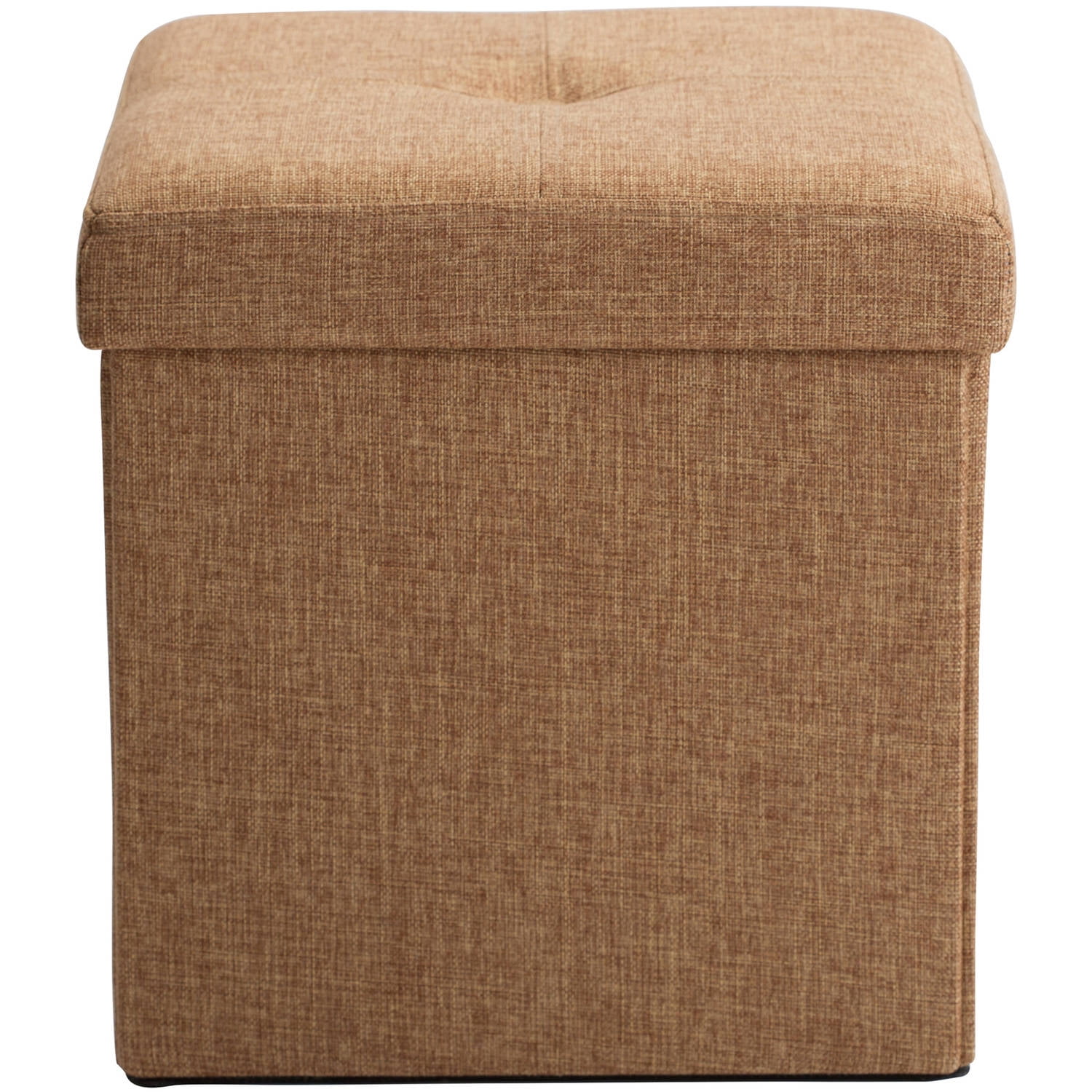 Simplify Faux Linen Folding Storage Ottoman Cube in Camel