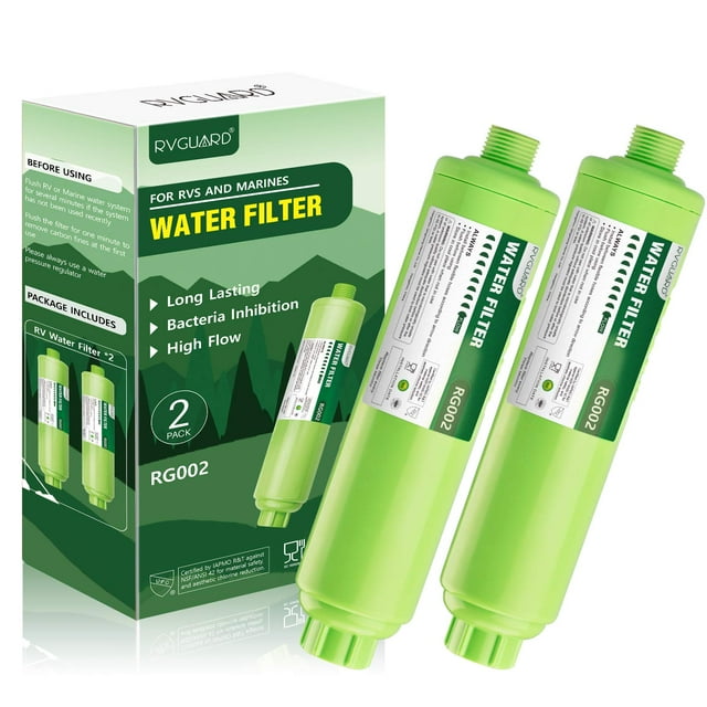 Filtro de agua RVGUARD Inline para vehículos recreativos y marinos, paquete de 2