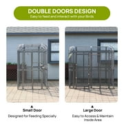 Walnest Large Walk-in Cage 77-inch Heavy Duty Bird Cage Outdoor Diamond Grid Aviary Parrot Cage with 2 Feeding Bowls(Sliver)