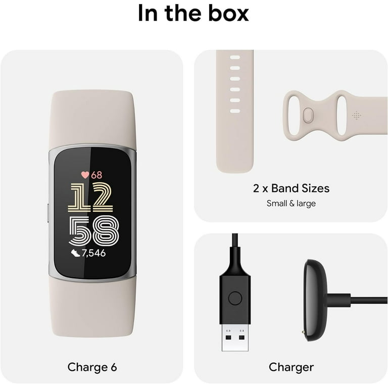 Fitbit, Fitness Tracker Smartwatch, Charge 6, Porcelain/Silver