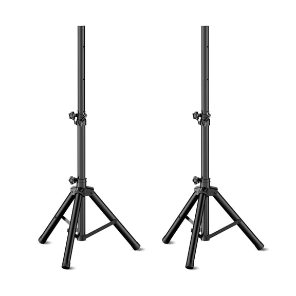 Pair of Slim Mini Tripod Speaker Stands, Adjustable Height 33.5" to 53.5", PA DJ Short Speaker Stands with Pole Mount